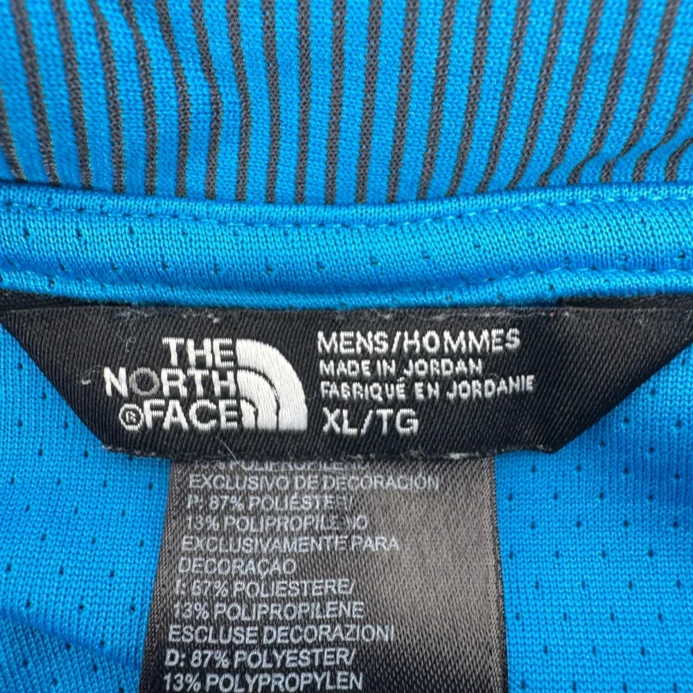 The North Face Mens FlashDry Striped Polo Shirt Blue Black XL Short Sleeve Snap